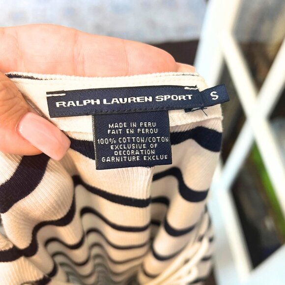 Ralph Lauren Sport Blue White Striped Cord Tie V Neck Nautical Dress S - Picture 6 of 6